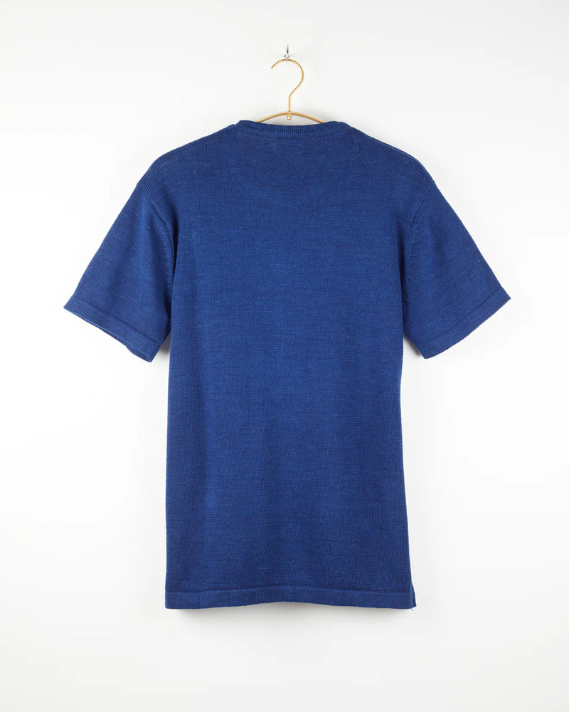 Azad S/S Pocket Flat Knitted Tee in Indigo